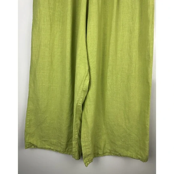 Bryn Walker 100% Linen Wide Leg Pull-On Pant Stretch Lagenlook Green Size Medium - Picture 4 of 12